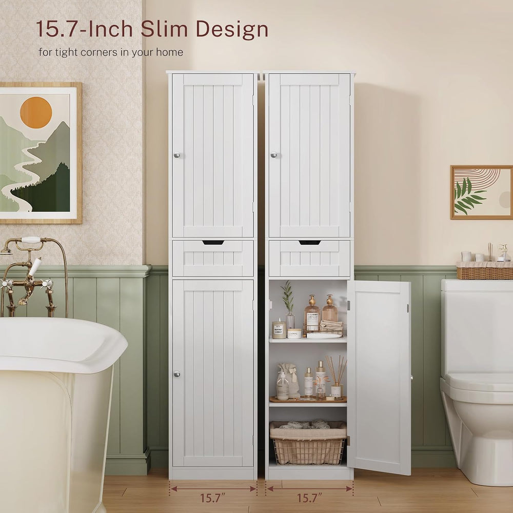 TEENFON 66.9" H Tall Bathroom Cabinet with 2 Doors & 1 Drawer, Narro...