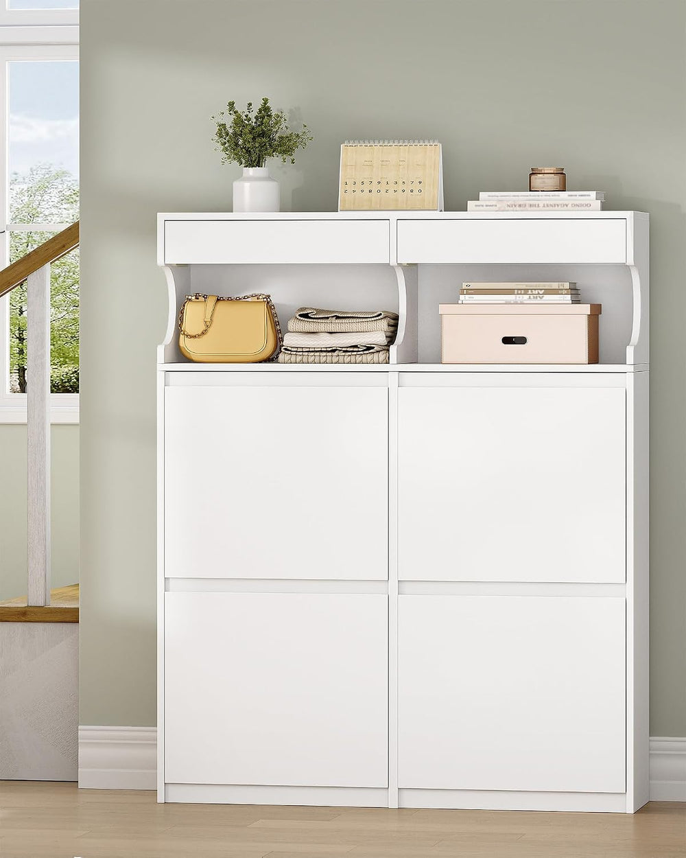 Hzuaneri Shoe Cabinet, Narrow Hidden Shoe Storage Cabinet for Entryway