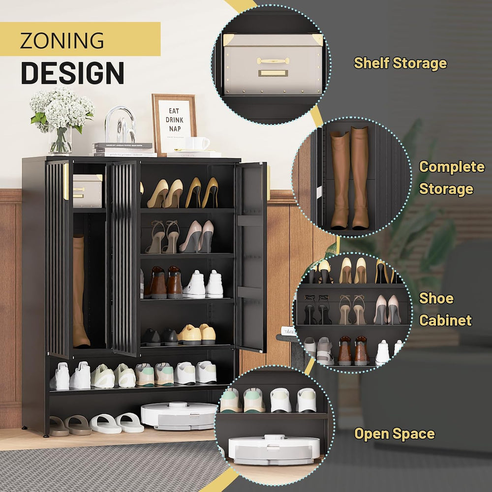 Eltean Metal Shoe Cabinet with Doors,47''Tall 6-Tier Shoe Storage Cab...