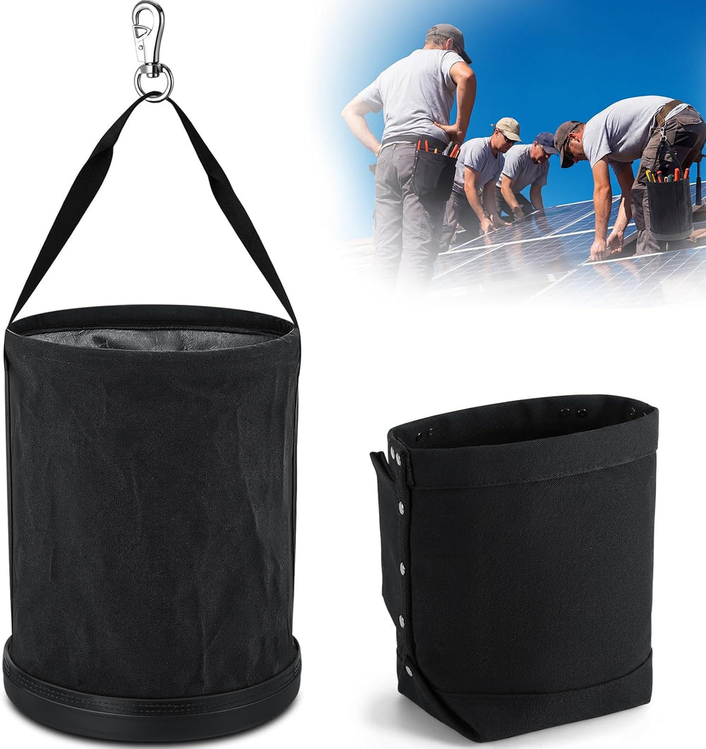 2 Pcs Lineman Canvas Tool Bucket Set Heavy Duty Canvas Bucket and Black Nut B...