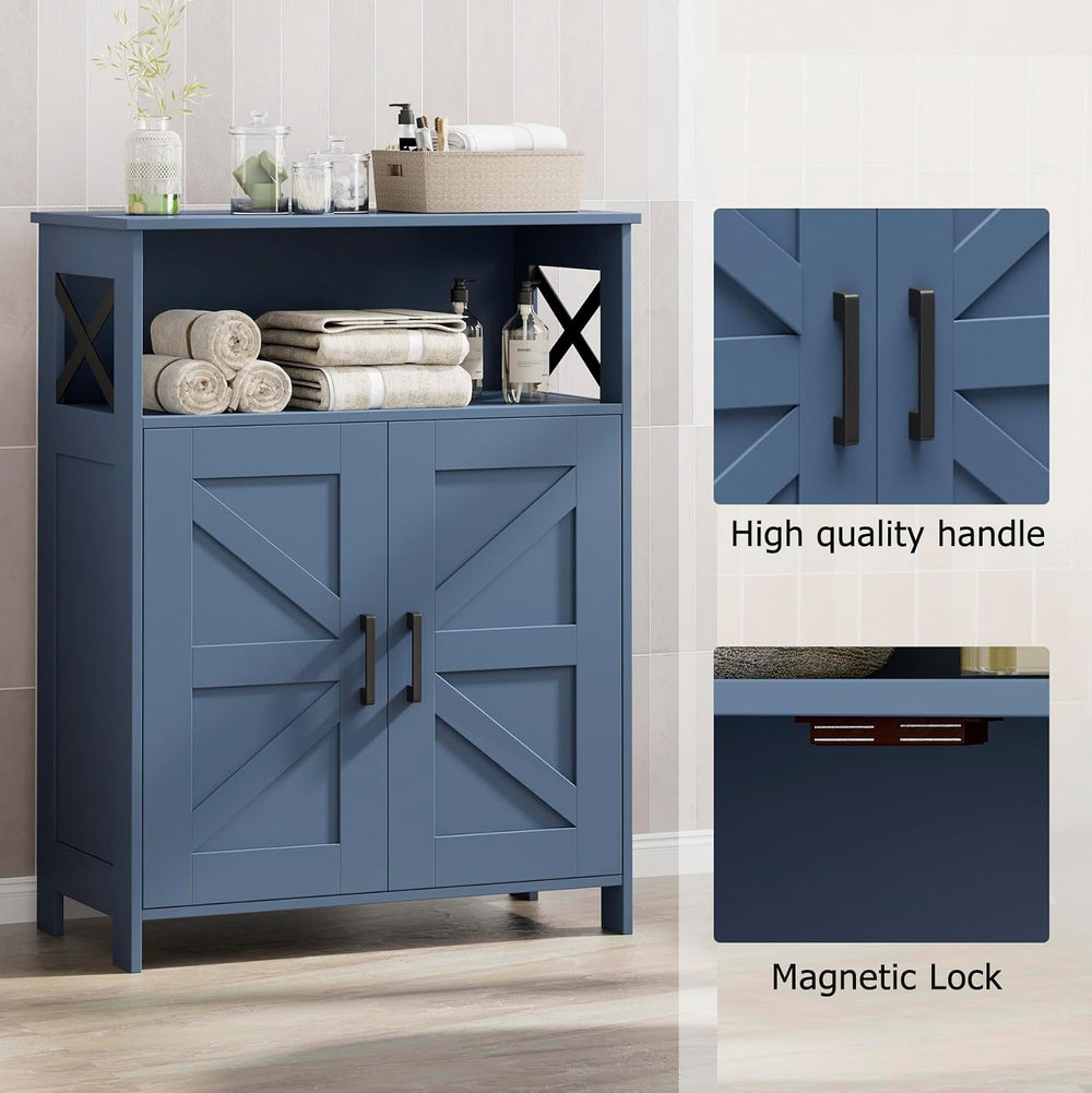 Homhedy Farmhouse Bathroom Storage Cabinet with Doors, Small Floor Cabinet