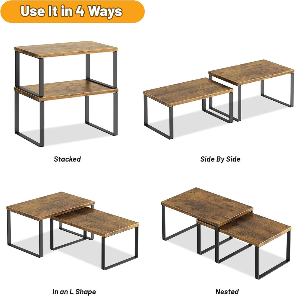 Kitchen Cabinet Organizer Shelf Set of 4, Sturdy Kitchen Counter Shelves with...
