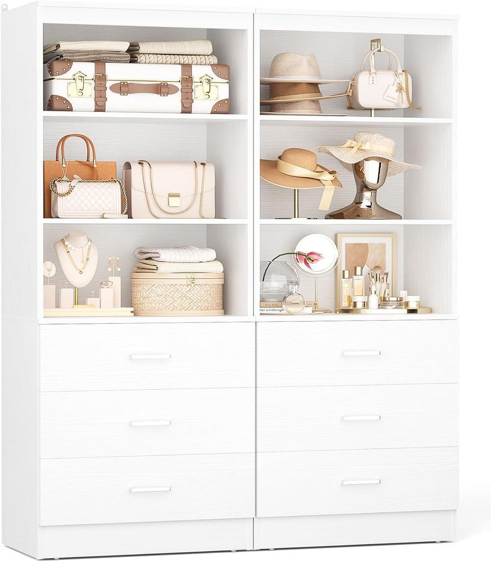 Aheaplus 47.2" Closet Drawers System, Closet System with 3 Drawers, White