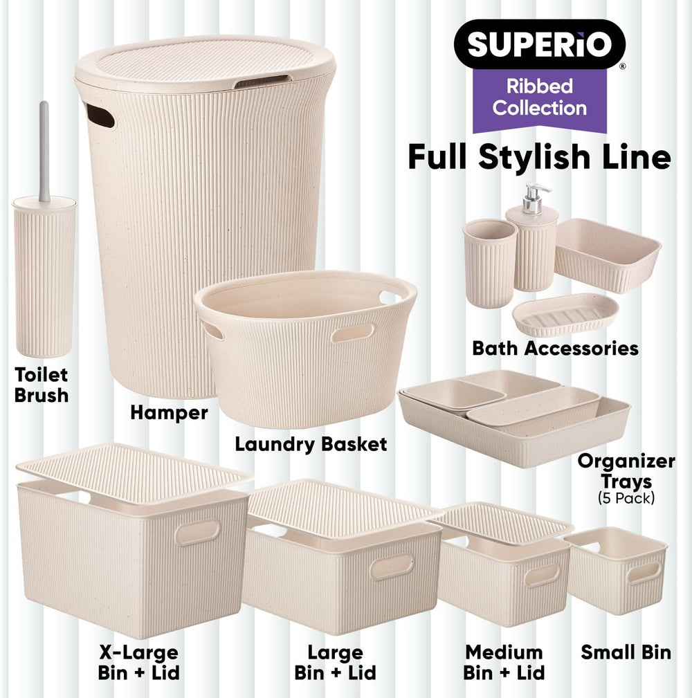 Superio Eco-Friendly Decorative Plastic Basket Open Home Storage Bins Organiz...