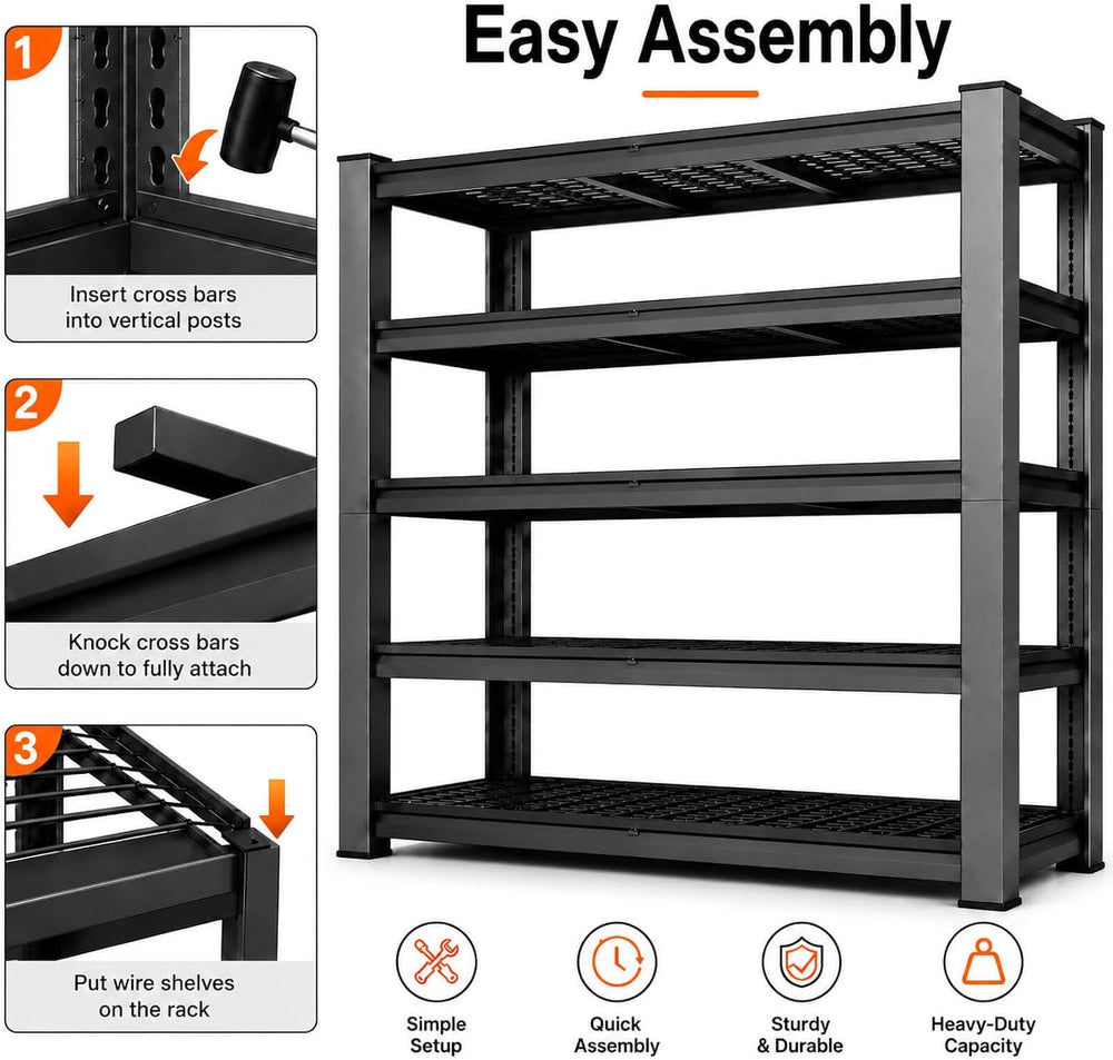 Tote Storage Rack, Garage Shelving Heavy-Duty Storage Bin Rack, 4-Tier Storag...