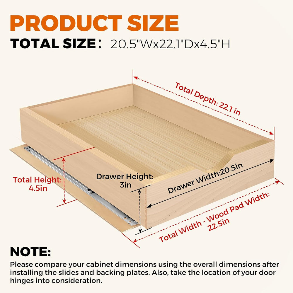 Pull Out Drawers for Cabinet Wood 21.5" Wx23 D Slide Out Organizer