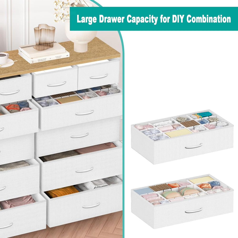 VASICAR 12 Drawers Dresser for Bedroom, Compact Chest of Drawers