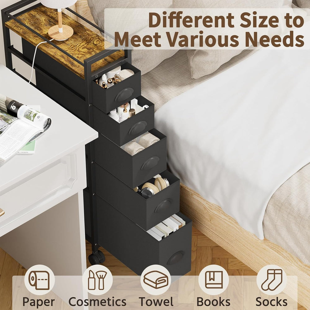 LASZOLA Narrow Cabinet Slim Storage Cart for Bathroom Small Space, Black