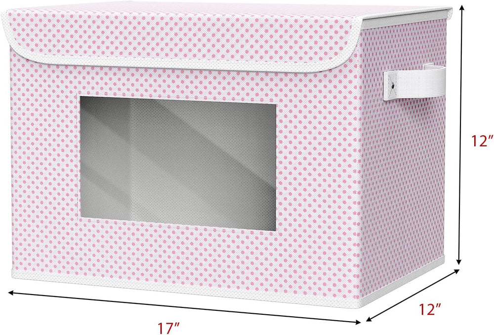 Univivi Fabric Foldable Storage Boxes with Lids, 4 Pack, Pink