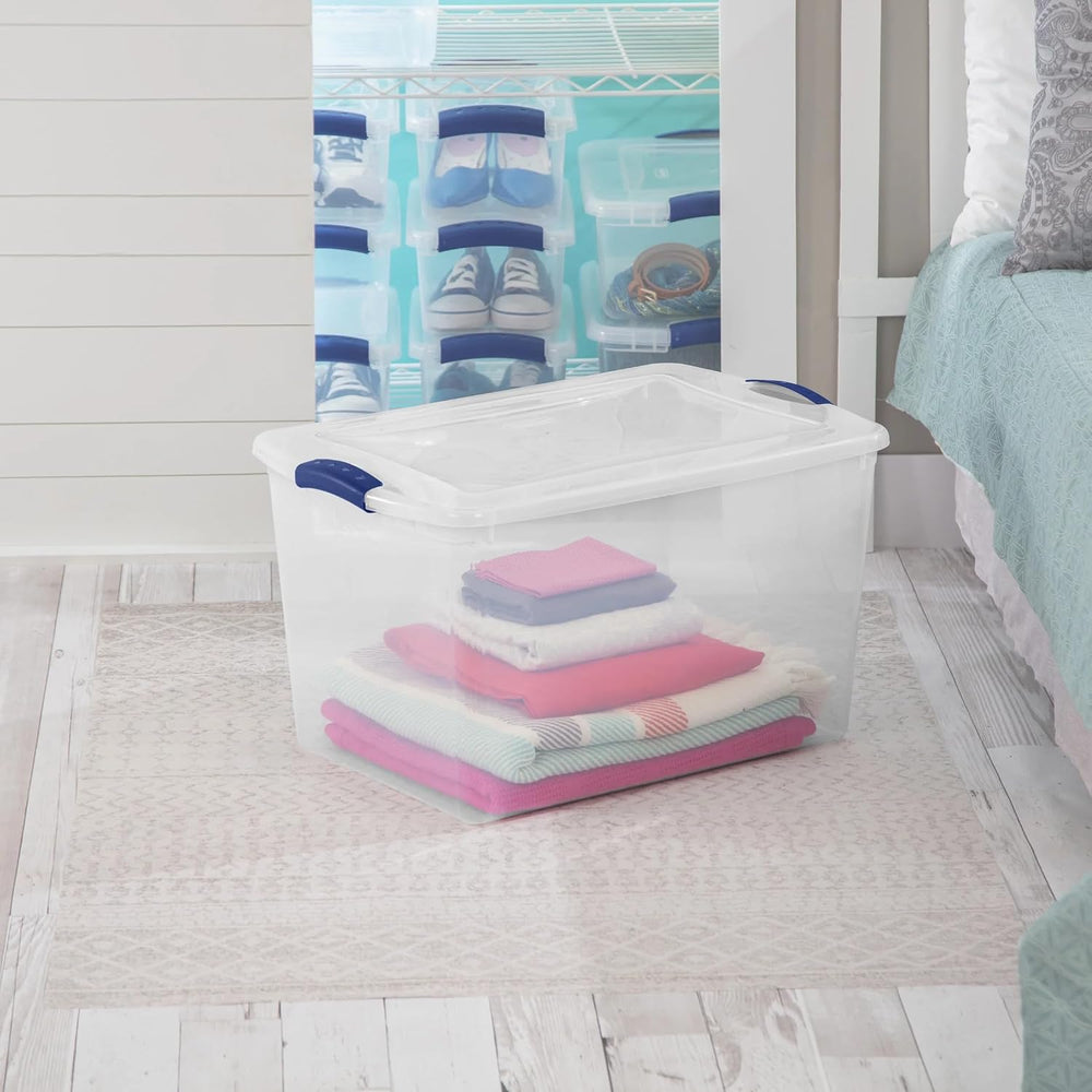 66 Qt Storage Bins 6-Pack, Clear Plastic Containers with Latching Lids