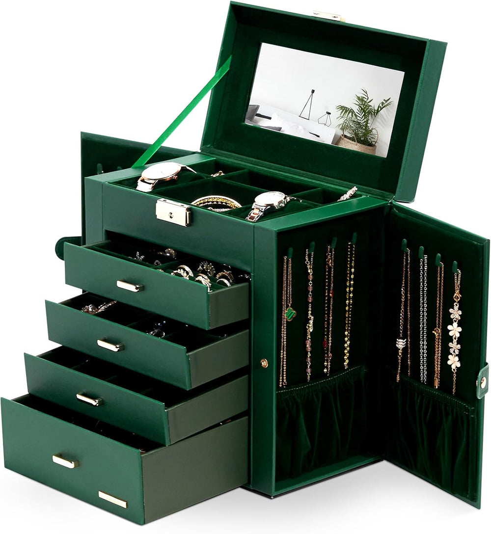 Homde Large Jewelry Box for Women: 5-Layer Organizer with Lock for Dresser