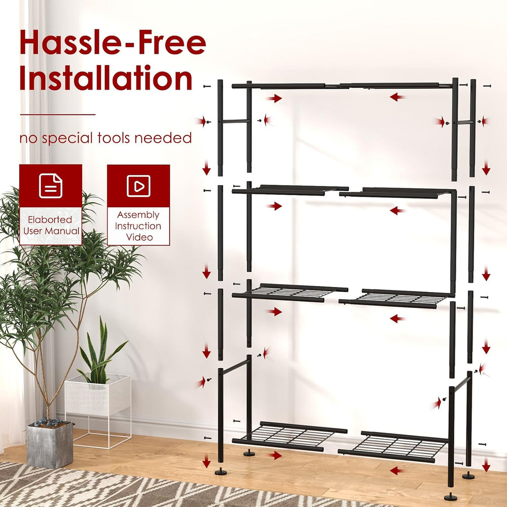 Sakugi Storage Shelves - 4 Tier Shelf Organizer, Heavy Duty Garage Shelving U...