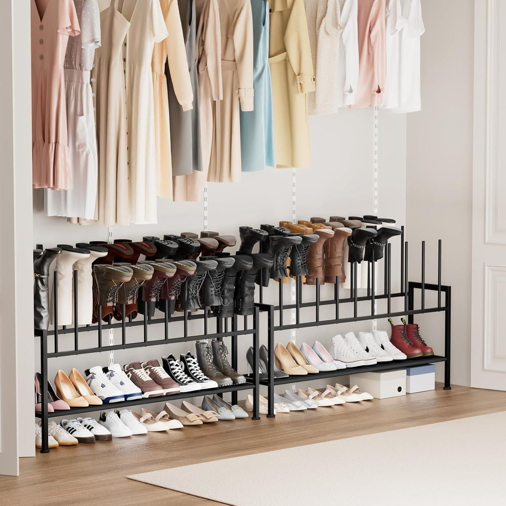 DIMJ Boot Rack 3-Tier - Black Metal Boot Storage Rack for Tall Boots Organize...