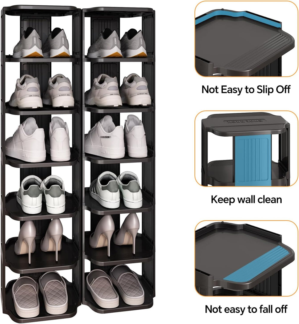 Kitstorack Stackable 16-Tier Shoe Rack for Closet & Entrance - Tall, Narr...