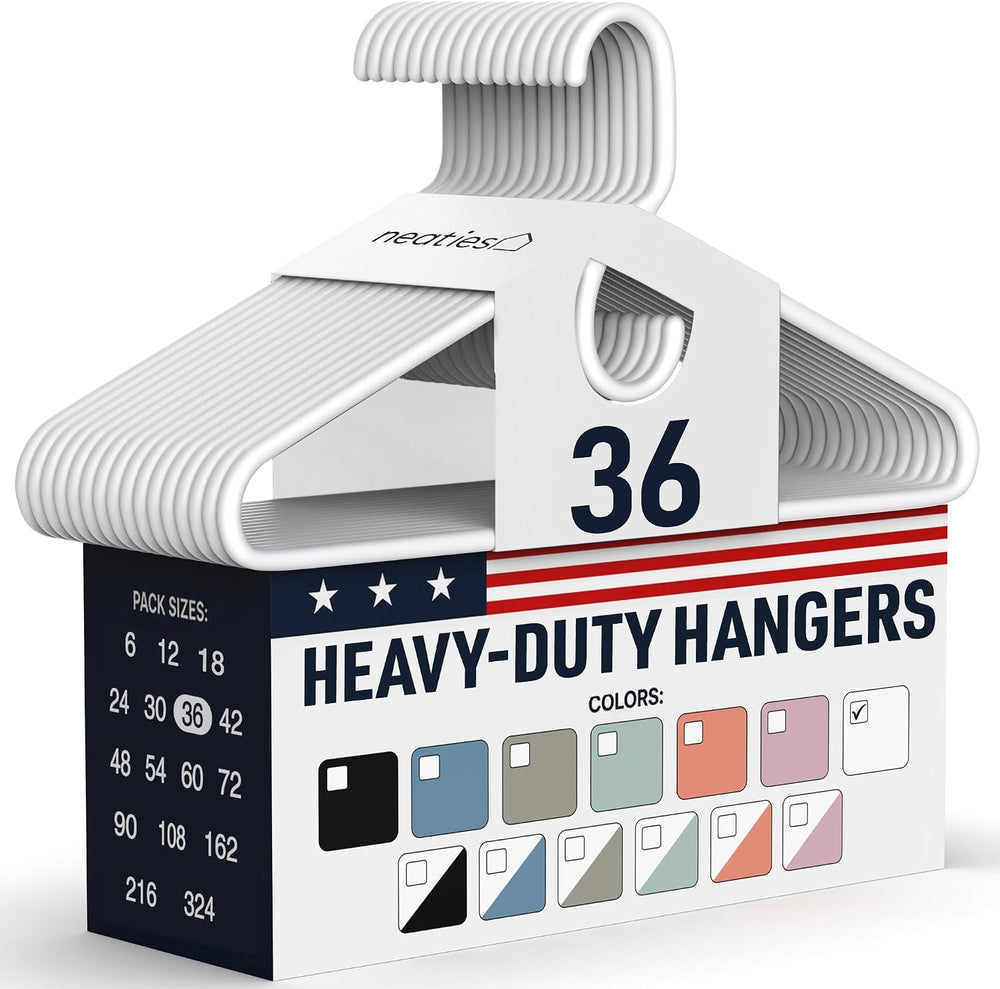 Heavy Duty Clothes Hangers 36 Pack – Made in The USA – 8lb Capacity Plastic H...