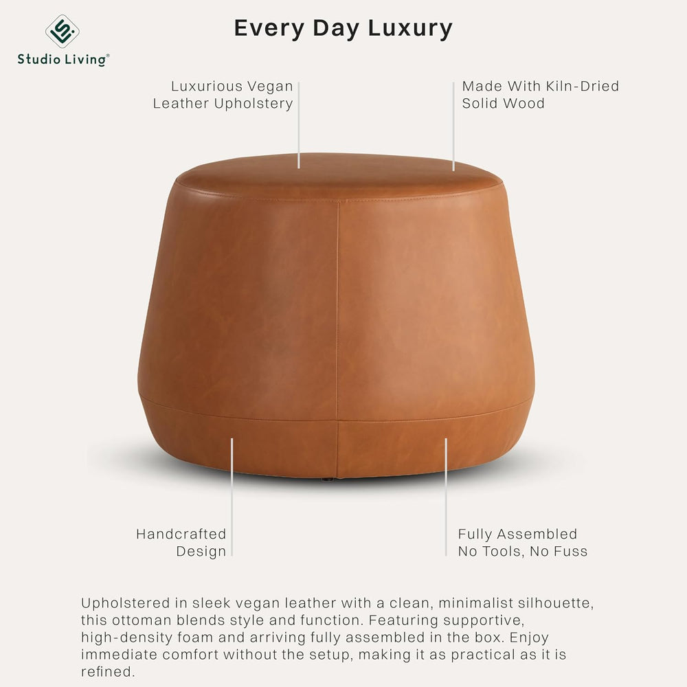 Studio Living Waverly 24" Thimble Ottoman, Urban Transitional, Fully Ass...