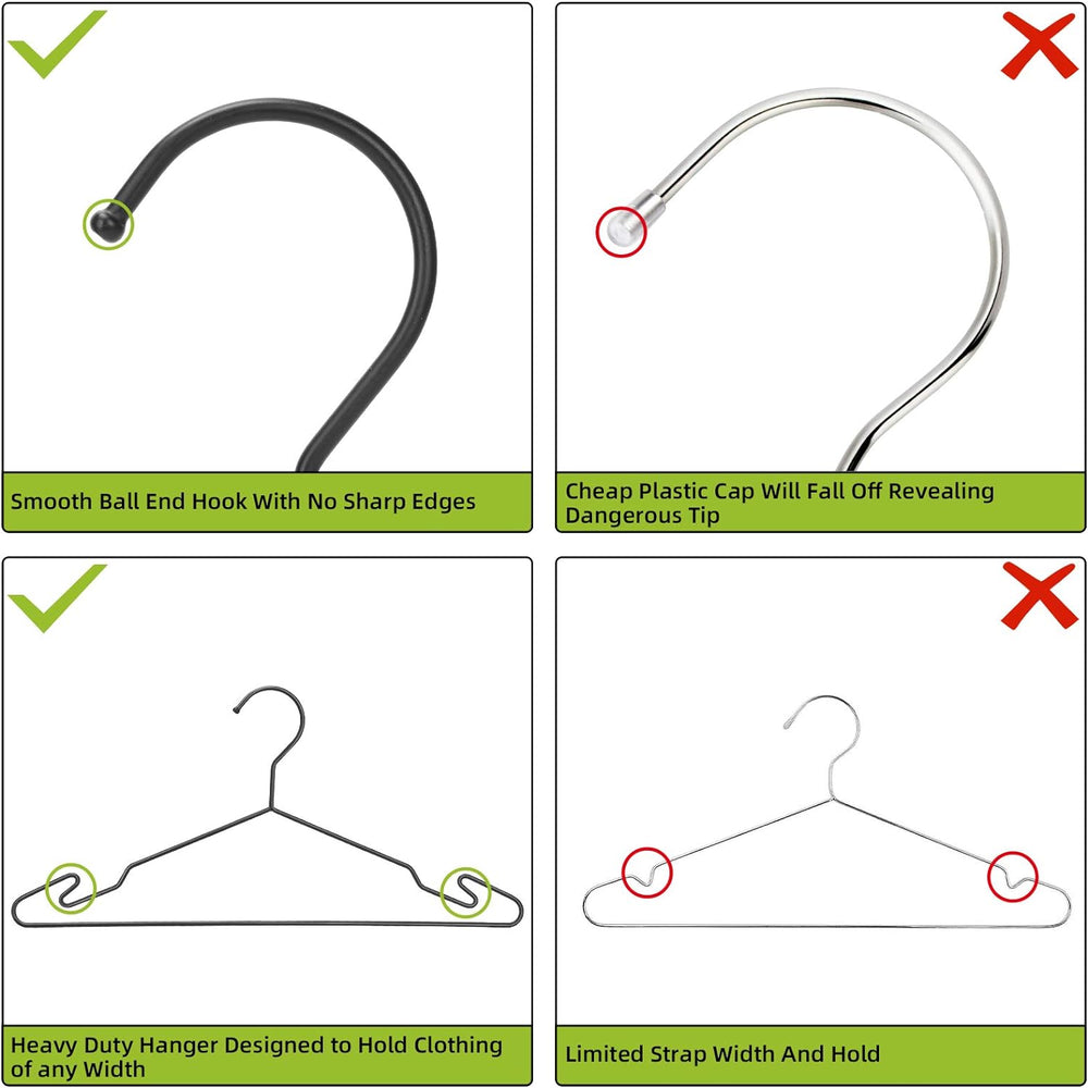Black Metal Hangers, Heavy Duty Clothes Hangers with Non-Slip Grooves, Slim S...