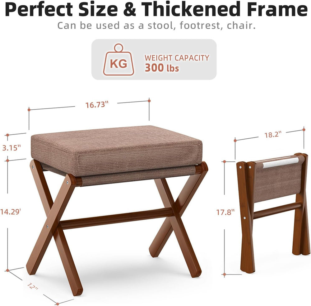 BAMBOOHOMIE Foldable Foot Stool Ottoman, Modern Foot Rest with Bamboo X Legs ...