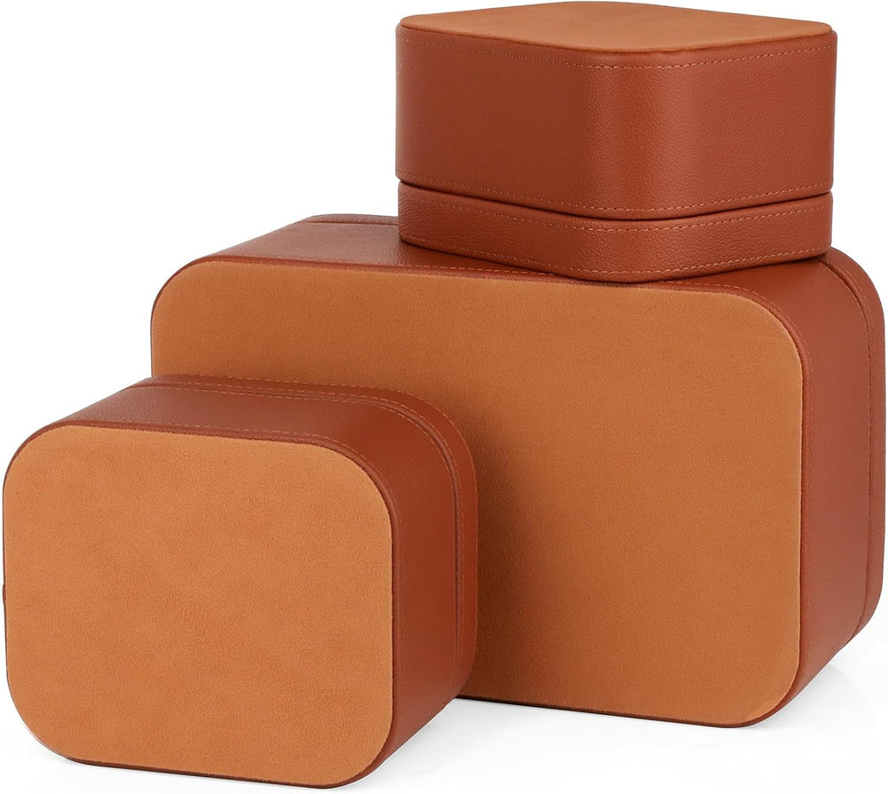 HofferRuffer Faux Leather Decorative Storage Boxes, Dust proof Storage Shelf ...
