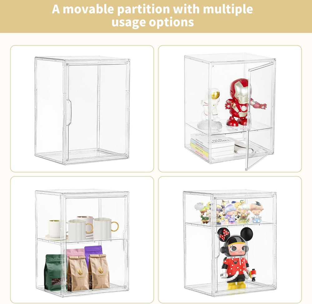 Attelite Acrylic Display Case for Figures 3 Adjustable Layers 4Pack