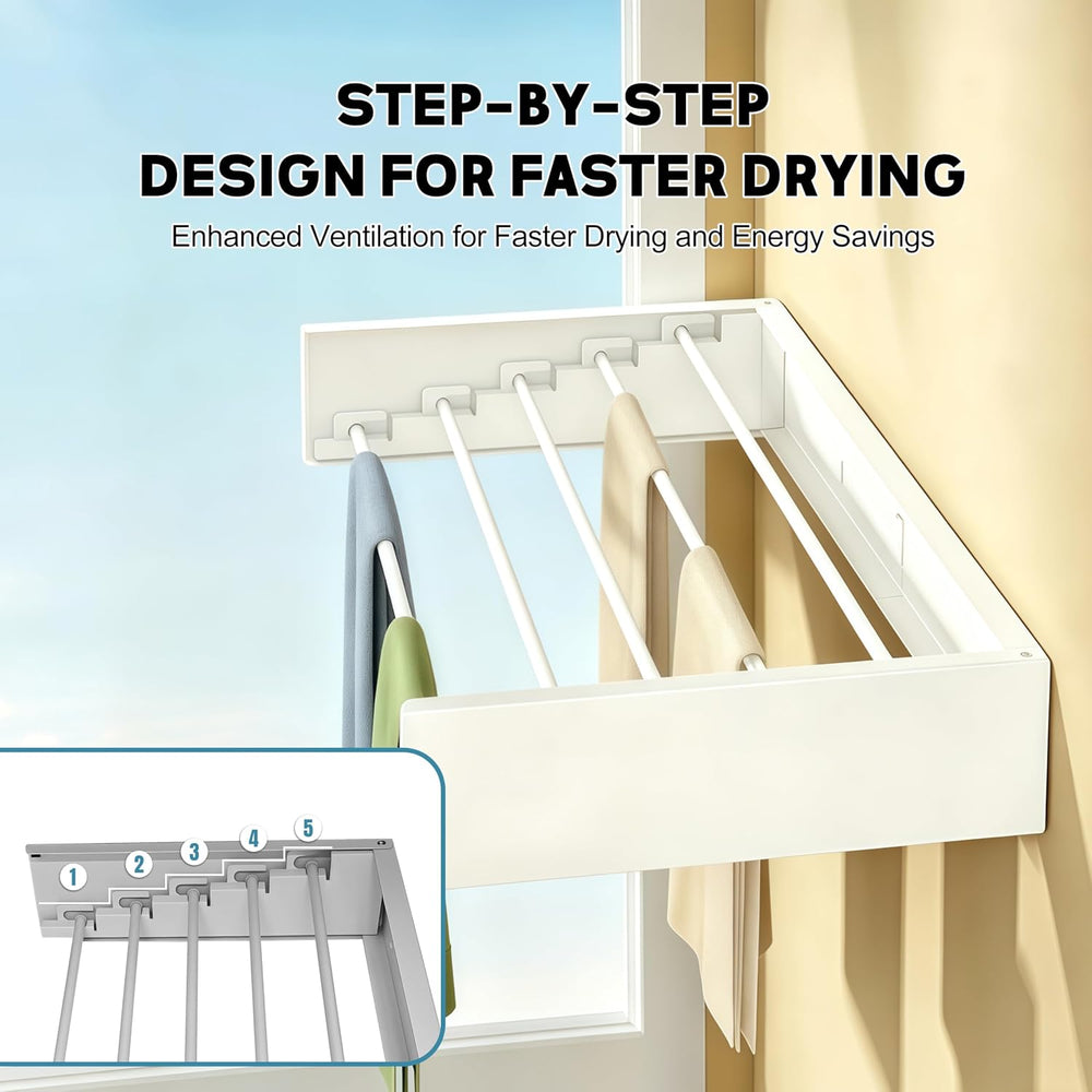 Wall Mounted Clothes Drying Rack 31.5" Wide，Foldable Wall Mount Laundry ...