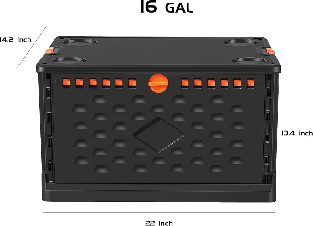 Collapsible Storage Bin with Lid Heavy Duty 16 Gallon Stackable Milk Crate