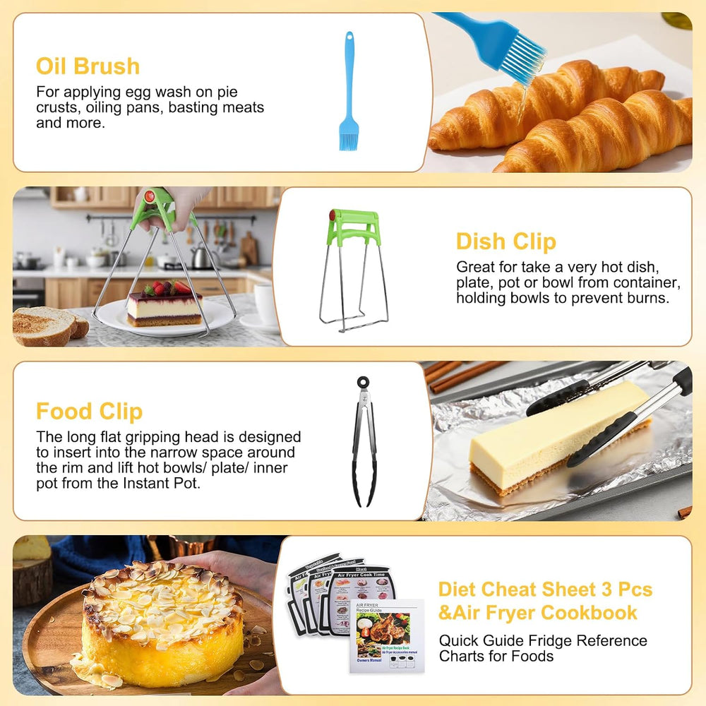 Air Fryer Accessories Kit 12pcs Universal for 4, 4.2, 5, 5.5, 5.8 QT Gowise C...