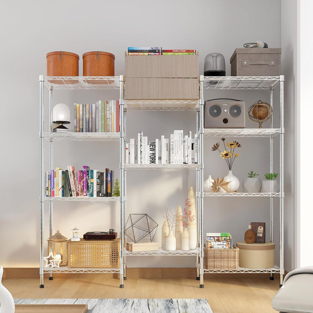 4- Shelf Metal Shelving Unit Adjustable Storage Shelves Heavy Duty Shelving S...