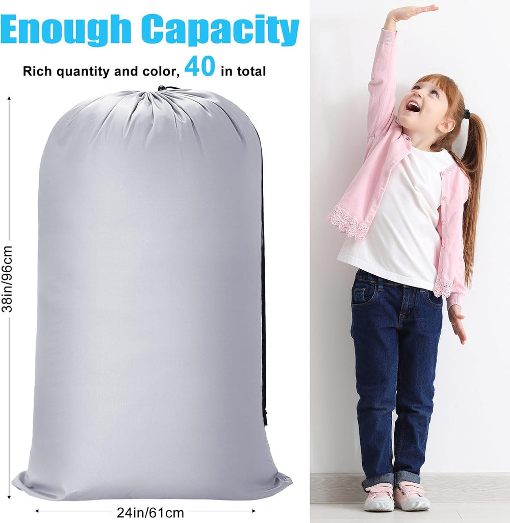 Sanwuta 40 Pcs Large Laundry Bags Bulk,Black, Gray, Sky Blue, Pink
