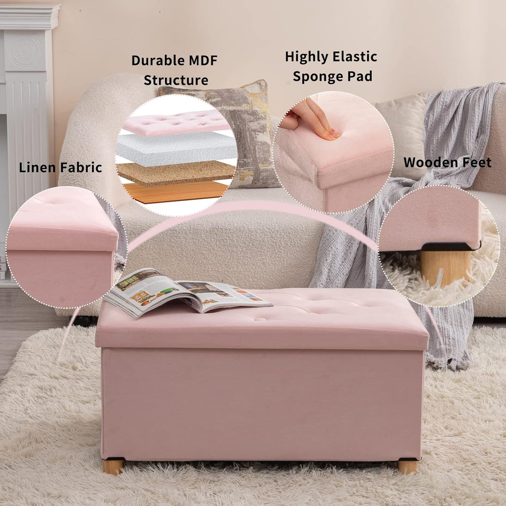 BRIAN & DANY 30 Inches Folding Storage Ottoman Bench, Ottoman with Storag...