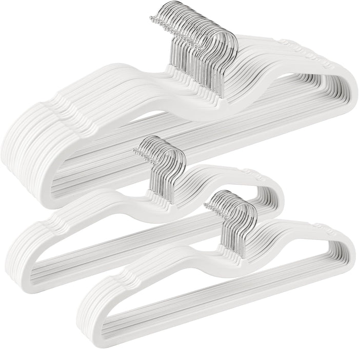 Plastic Short Neck Hangers 40 Pack Ultra-Thin Space-Saving ABS 360° Swivel Hook Ideal for Closet Organization Fits Coats Shirts Dresses & More (40, White)