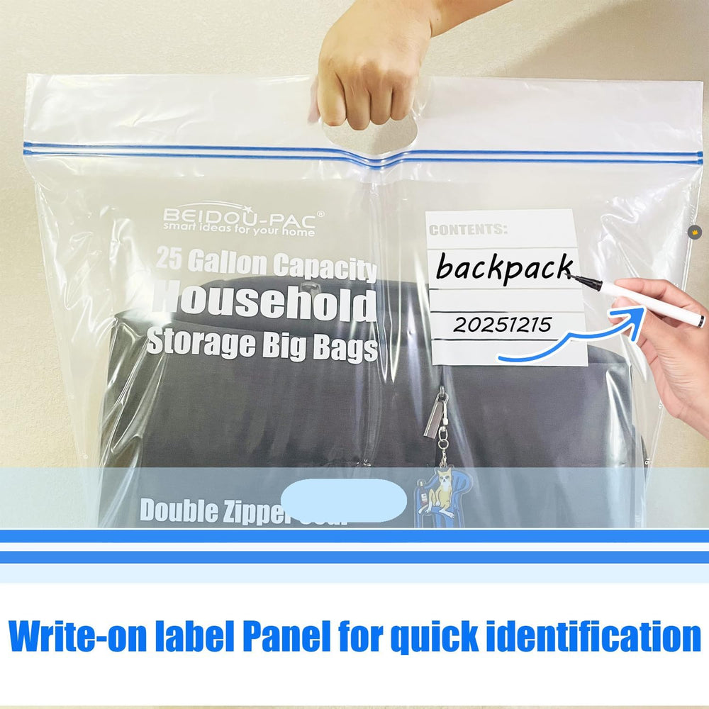 BEIDOU-PAC 25 Gallon Jumbo Storage Bags with Handle, 30 Counts | Double Zippe...