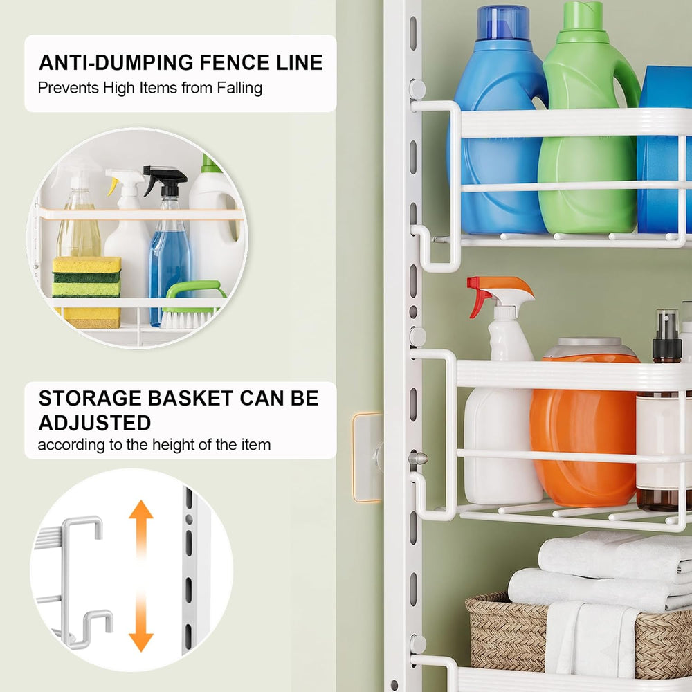 Over The Door Pantry Organizer, 8 Tier Adjustable Pantry Door Organization an...