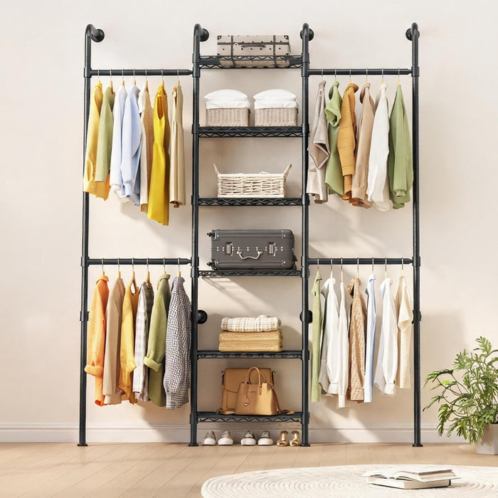 L3 Wall Mounted Pipe Closet System, Matte Black