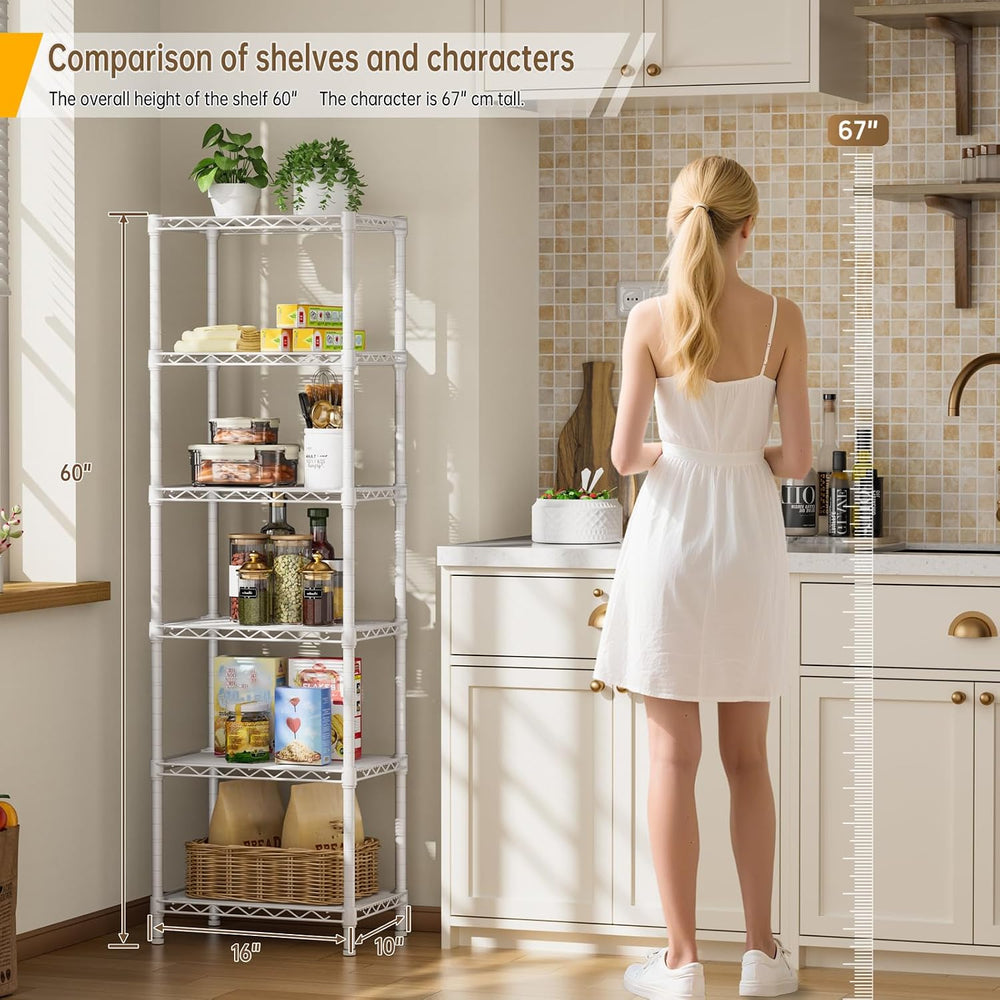 Golpart 6Tier Adjustable Storage Shelves Metal Wire Shelving Standing Shelf