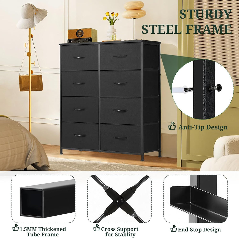 8-Drawer Dresser for Bedroom, Anti-Tip Tall Storage Organizer