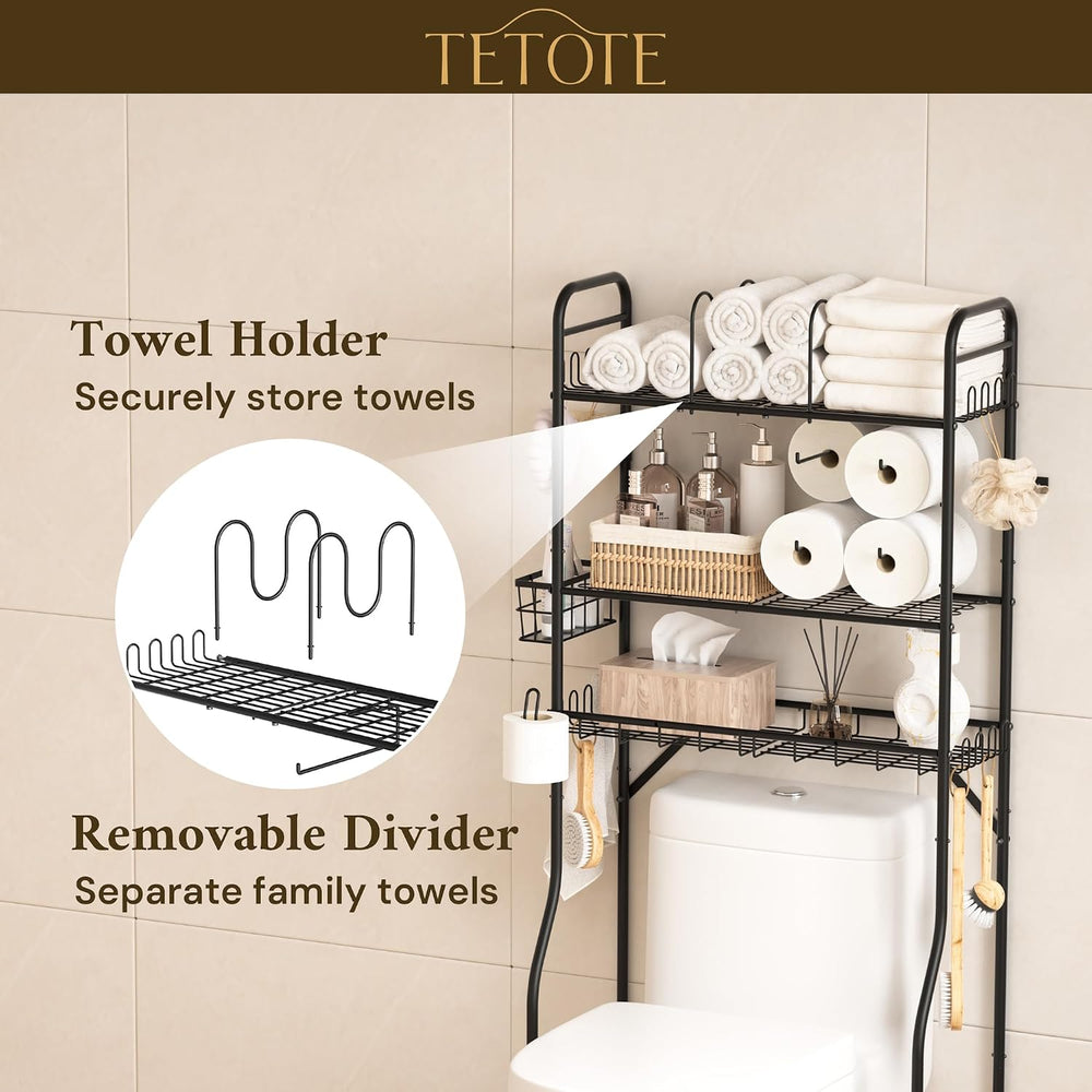 Over The Toilet Storage Rack, 3-Tier Bathroom Organizer Shelf Over Toilet wit...