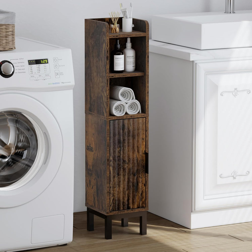 FerniTry Small Bathroom Storage Cabinet, Corner Floor Narrow Toilet Paper Cab...