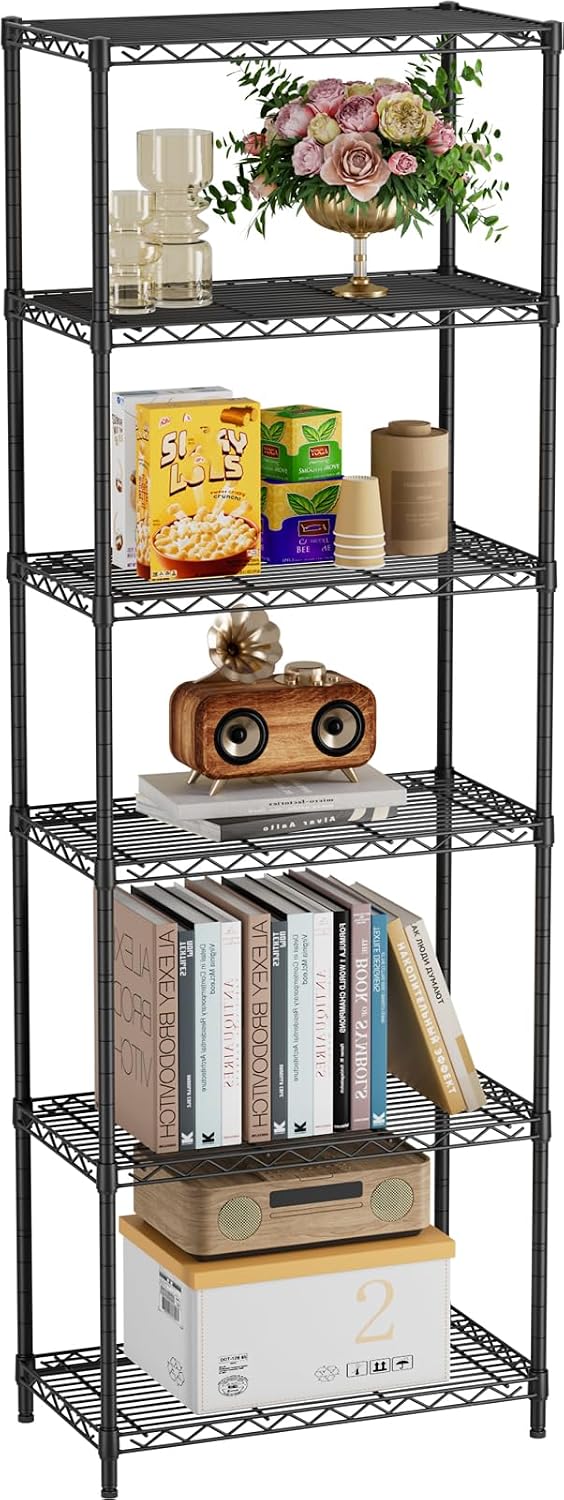 6Tier Adjustable Storage Shelves Metal Wire Shelving Standing Shelf
