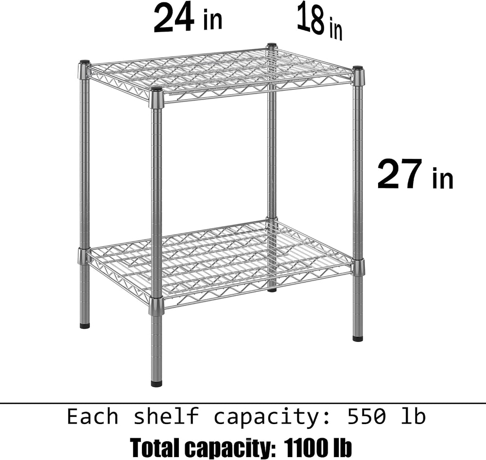 18" Deep x 24" Wide x 27" Height Wire Shelving Kit | 2-Tier | ...