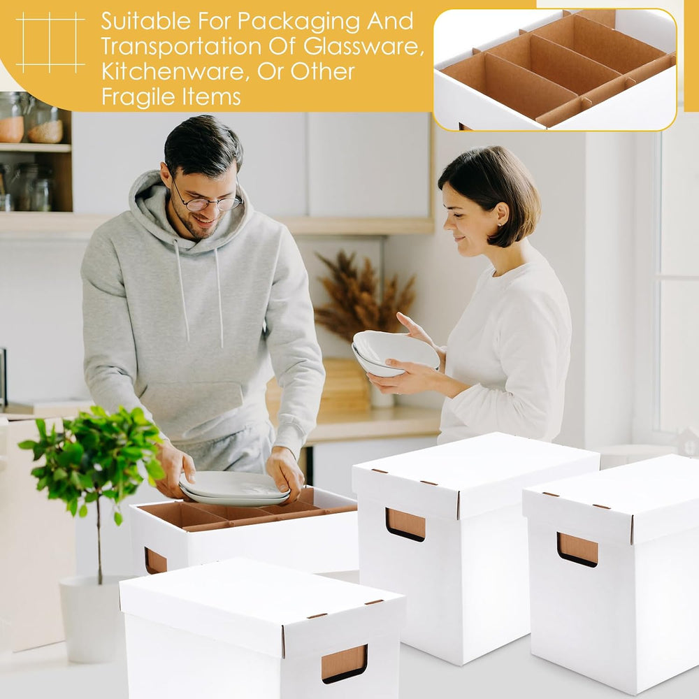 MotiMind 4 Sets Kitchen Moving Boxes with Divider Kits for Dish Glassware Win...