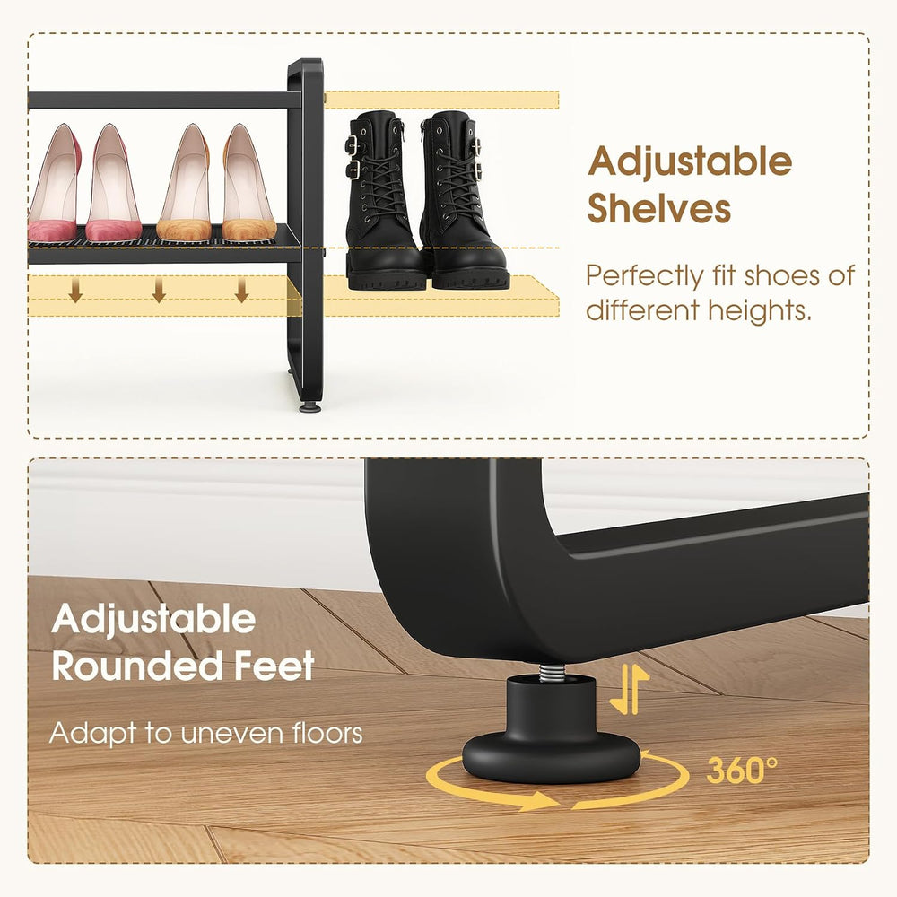 SAYZH Expandable Shoe Rack for Closet, Adjustable Metal Shoe Organizer with S...
