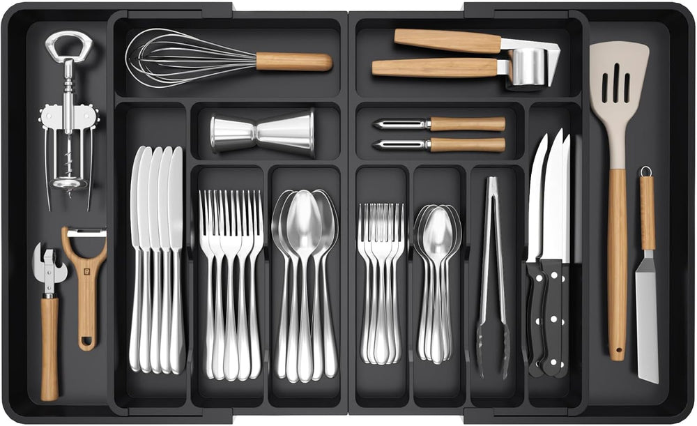 Lifewit Silverware Drawer Organizer, Expandable Plastic Utensil Tray