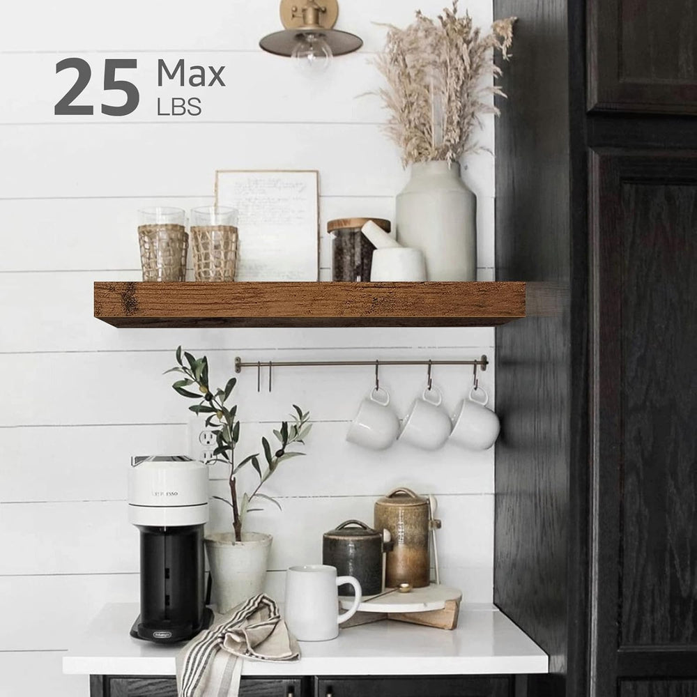 QEEIG Floating Shelves for Wall Small Shelf (Brown, Set of 4, 15.7" x 6....