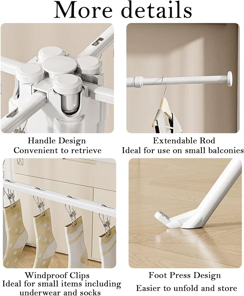 Clothes Drying Rack Foldable, 4-Legged Drying Rack Clothing Floor Standing