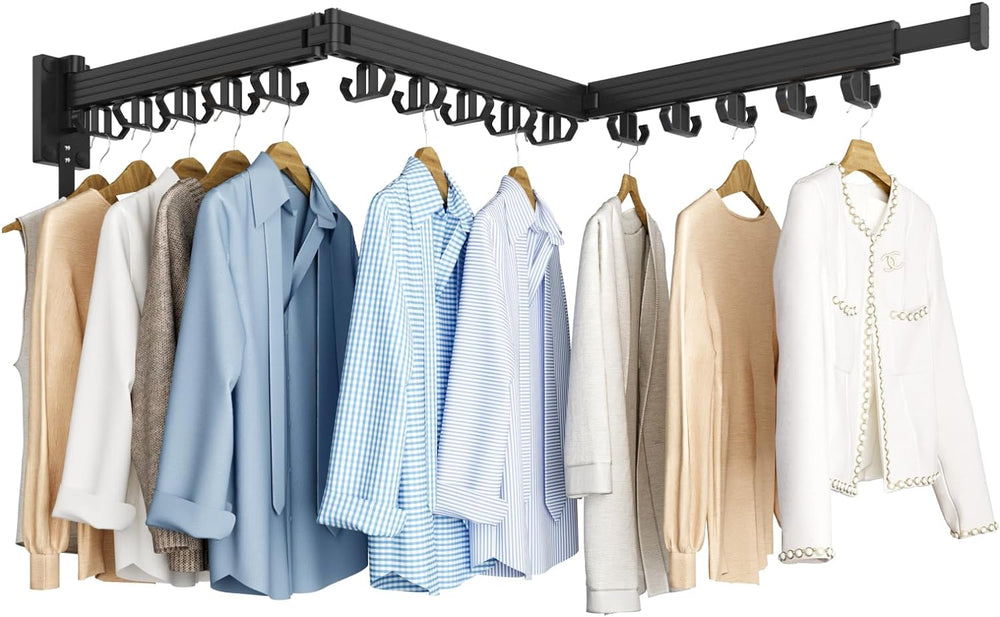 Kelisiting Clothes Drying Rack, Wall Mounted Laundry Drying Rack, Upgrade 3-F...