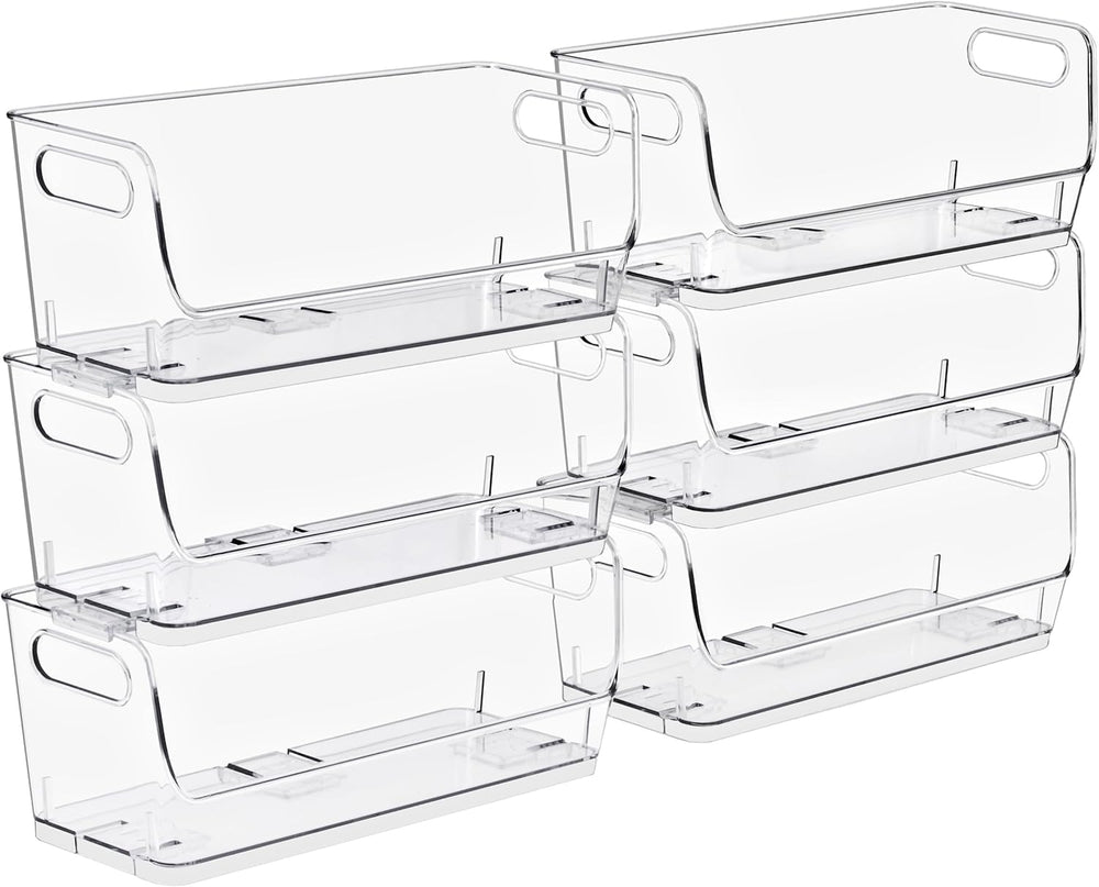 Sorbus Clear Pantry Organizer with Stackable Storage Bins, Open Front