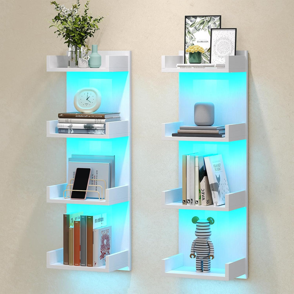 HOOBRO Floating Wall Shelves with LED Lights, Floating Shelf Wall Mounted
