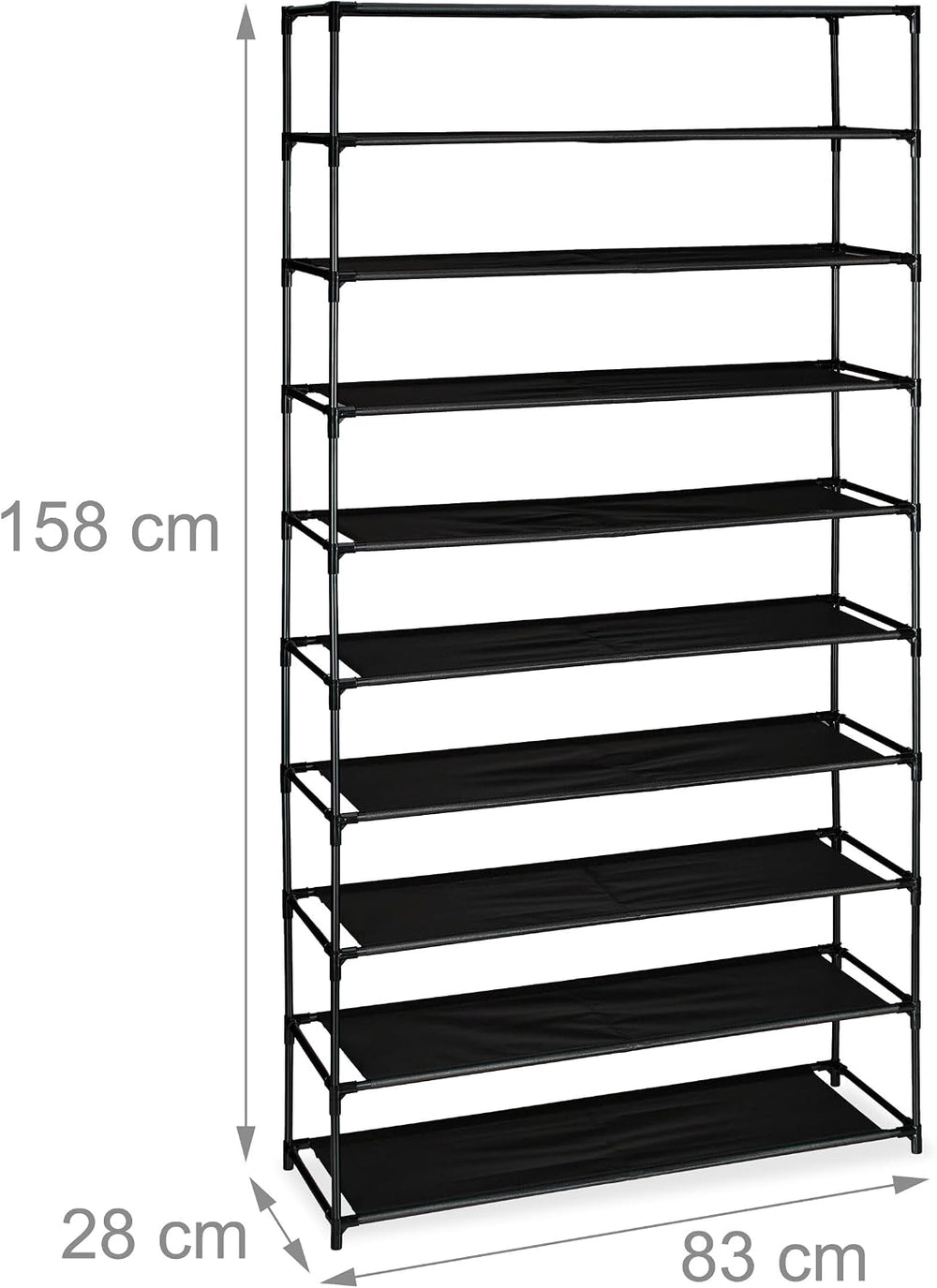 Relaxdays Shoe Rack, Levels, Metal Frame, Fabric, Plug Together, Organisation...