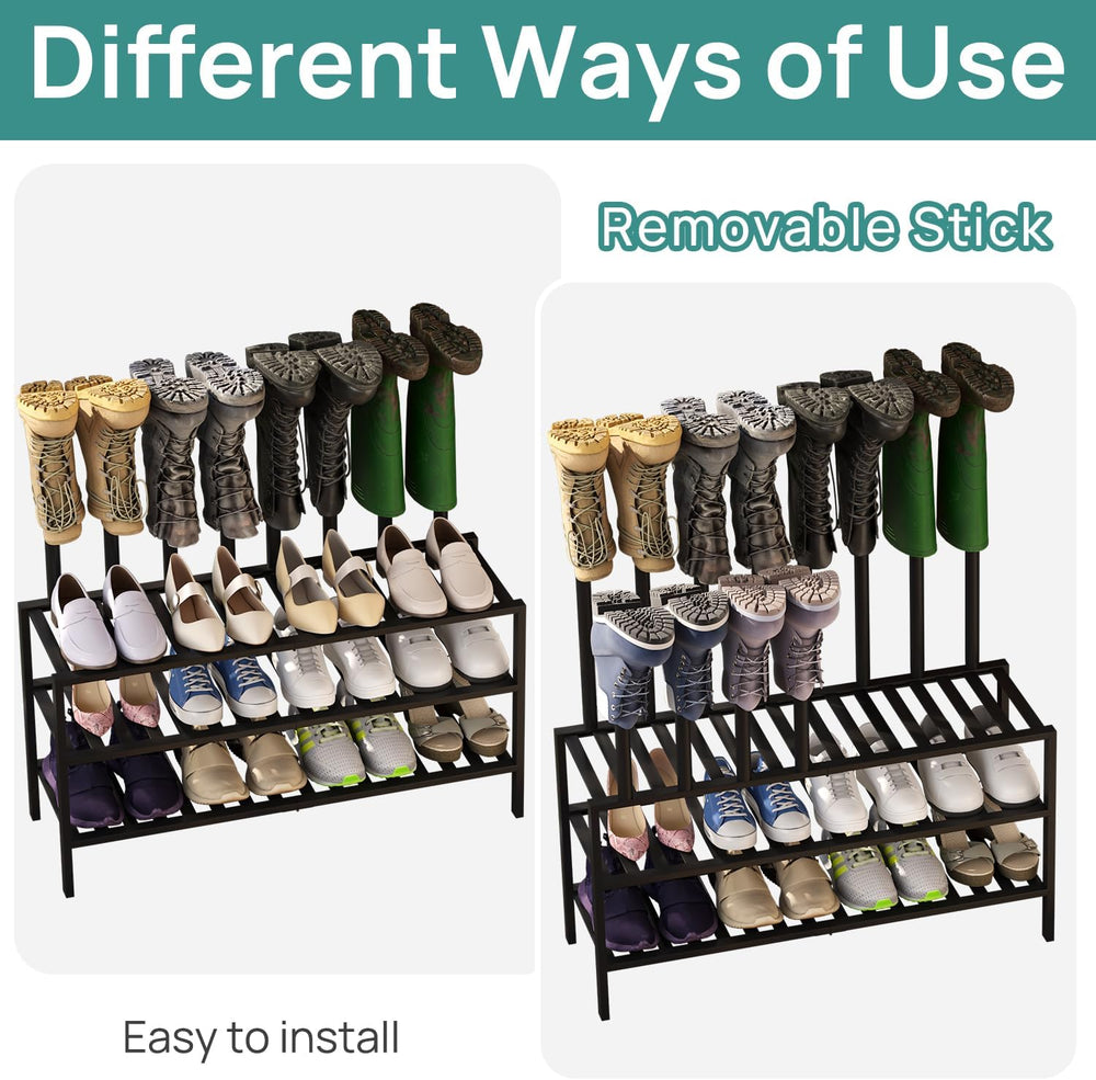 viewcare Black Boot Rack, Long Boot Rack Organizer Tall Boots with Shoe Rack ...